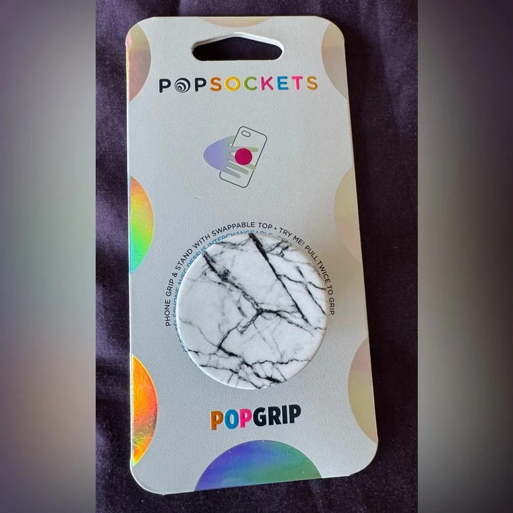 NEW POP SOCKET WHITE MARBLE